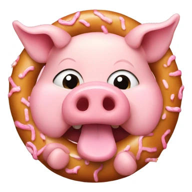 A pig eating a doughnut  sticker