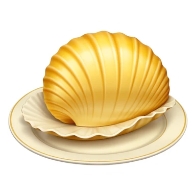 butter in the shape of a shell on a  vintage plate sticker