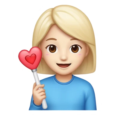 a fan emoji with heart eyes holding a K-pop light stick sticker