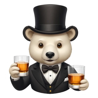 white bear head in a top hat with a whiskey sticker
