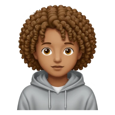 Gut wearing a hoodie with curly hair sticker