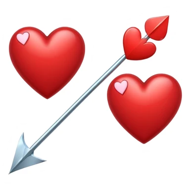 2 red hearts pierced by Cupid's arrow sticker