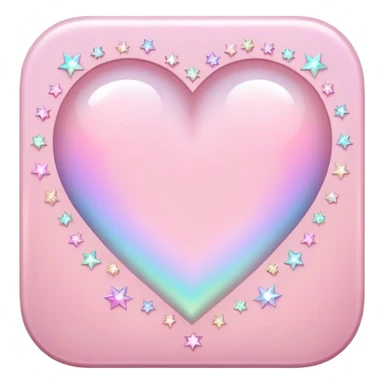 Iridescent pastel pink romantic formal elegant sophisticated cultured neat pretty beautiful nifty app icon with tiny heart shape and tiny sparkle stars shape sticker