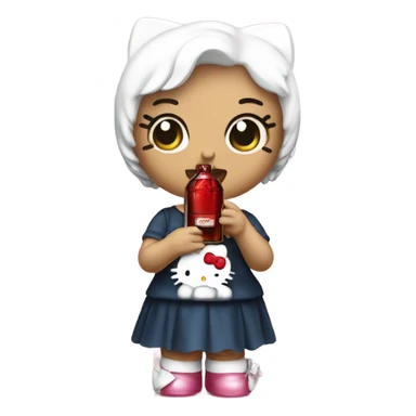 Classic Hello kitty crying tears holding Hennessy bottle😭  sticker