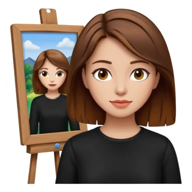 femme brune cheveux mi long noir artiste peintre sticker