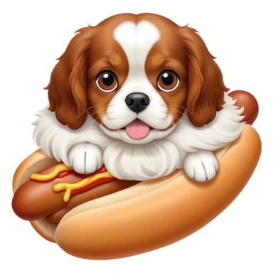Cavalier King Charles in a hot dog bun sticker