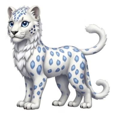 Albino white-furred Snow-Leopard-Gryphon-griffin-chimera-hybrid, full body sticker