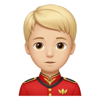 SARI SAÇLI SAÇININ YARISI SOLA DOĞRU DİĞERİNİN SAĞ TARAFTA AMA DÜZ DURAN KAHVERENGİ GÖZLÜ UZUN KİRPİKLİ BUĞDAY RENKLİ KIRMIZI ÜNİFORMALI BİR ERKEK ÇOCUK sticker