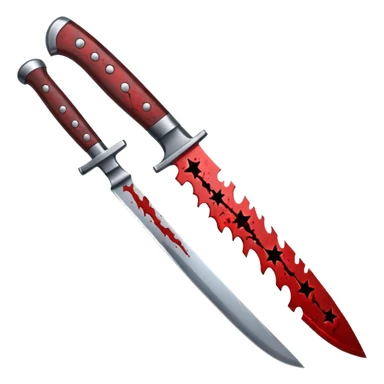 the knife is covered in blood and has stars on it sticker