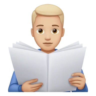 a man holds several sheets of paper with text in his hands sticker