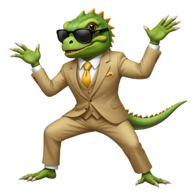 capitalist iguana banker godfather with black sunglasses breakdance scaring sticker