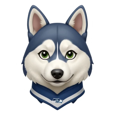 Black white husky with floppy ears Seattle Seahawks gear sticker