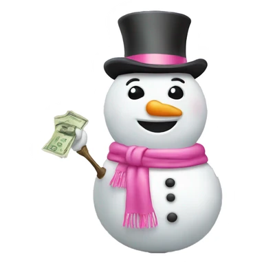 Snowman with pink accessories and money sticker