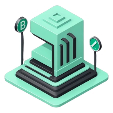 Domanilité Publique (Public Domain), 3D technical icon with black and mint green (#B5F4D3), land classification system with public property designation codes and access regulations sticker