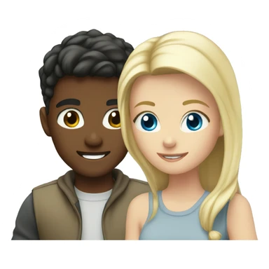 brunette boy and blonde girl with blue eyes outdoors together sticker
