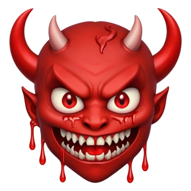 A evil looking devel dripping blood with fangs   sticker