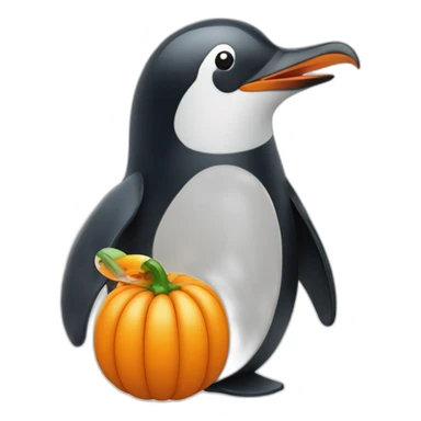 Pingouin avec une citrouille avec un œuf avec un poisson avec un œuf sticker