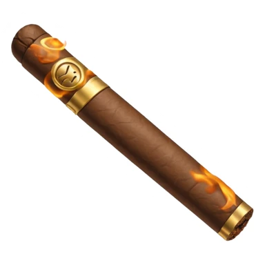 Emoji-style cigar icon, dark brown wrapper, subtle smoke, minimalistic, clean silhouette, metal details, no gold details sticker