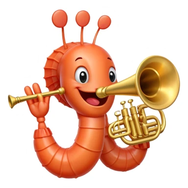 shrimp playing the trumpet sticker
