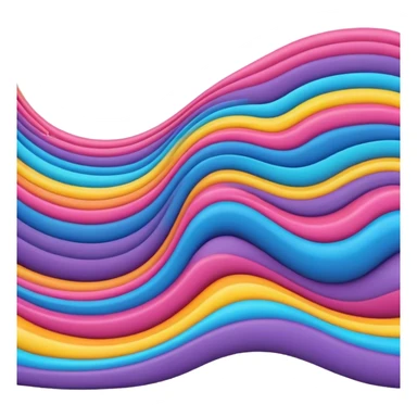 3D, psychedelic colored hippie style wavy line. Single line only sticker