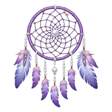 Iridescent Pastel Violet lavender dreamcatcher, white bead pearls  sticker