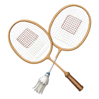 Two crossed badminton rackets with a shuttlecock resting in between, set against the faint outline of a badminton court. The image highlights the tools of the sport, with a subtle emphasis on the court's net and boundaries, symbolizing competition and skill. sticker