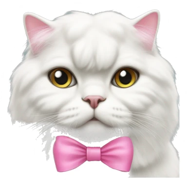 White Persian flat faced cat with pink bow sticker