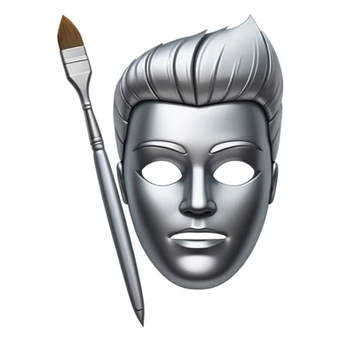 A paintbrush that transforms into a human metal silhouette, symbol of artistic identity sticker