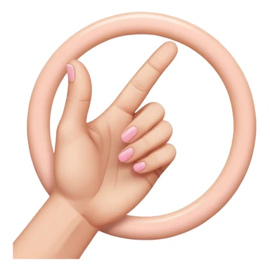 hand gesture with thumb above index finger forming a circle, middle finger and ring finger intertwined, pinky finger slightly spaced out sticker