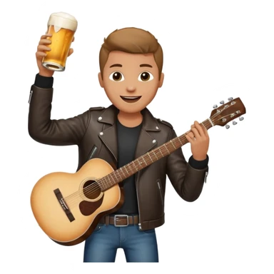 We're creating a quiz for a New Year's Eve team. The idea is that people have to guess which emoji belongs to which person from three emojis. Now it's up to you to make one whole emoji from the following  emojis.  🏍🎸🍻👦 sticker