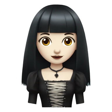 girl that has white skin and Long Dark red hair and fringe bangs and is wearing gothic dress sticker