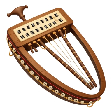 traditional Albanian çifteli instrument with musical notes, vibrant and playful emoji sticker