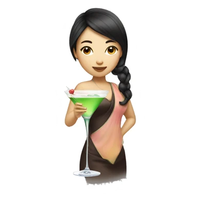 Pretty Asian girl drinking martini sticker