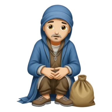 beggar who is also a homeless person poor with damaged clothing sticker
