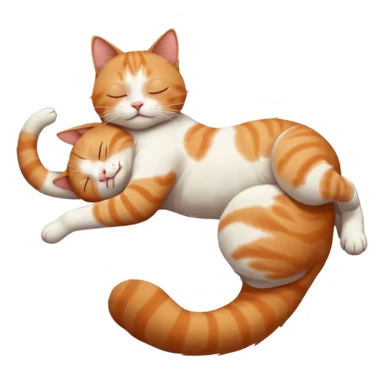 ginger and white small cat in funny positions upside down with eyes closed sticker