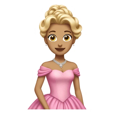 Princess with pink ballgown and light skin and big blonde hair updo pretty detailed realistic  sticker