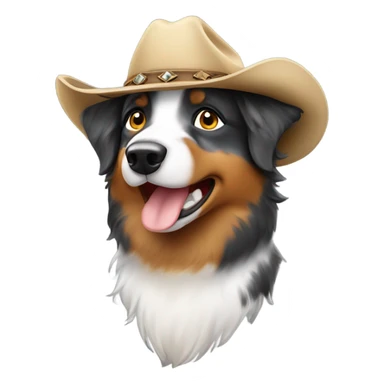 Australian Shepherd wearing a cowboy hat sticker
