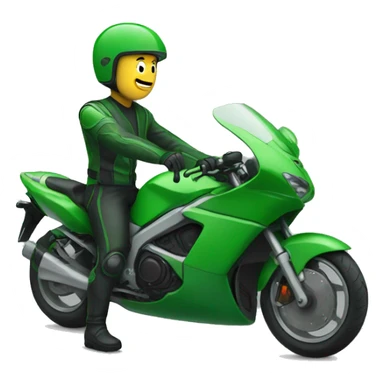 green motorbike and a man green helmet sticker