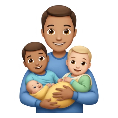 man with three babies sticker