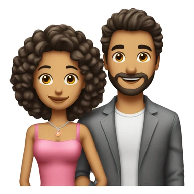 Pareja de chico de pelo rizado y chica pelinegra sticker