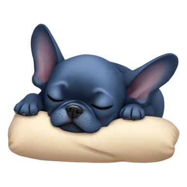 dark blue french bulldog sleeping with zzz text sticker