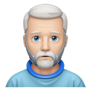 Older man with a full beard, a medical neck brace, and blue eyes. sticker