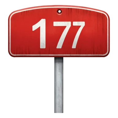 Représente moi une borne kilométrique rouge et blanche avec le chiffre 7. le bas est un rectangle blanc et le haut est en demi cercle rouge ayant la même largeur que le rectangle blanc. sticker