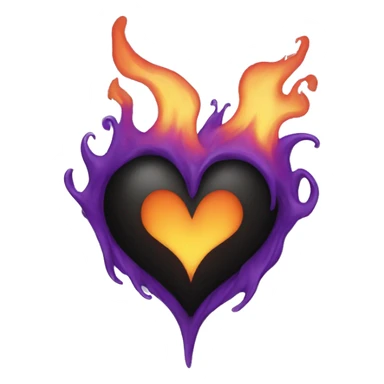 Black heart purple flame sticker