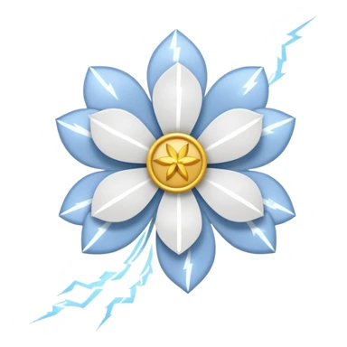 white sakura flower with a bow and lightning bolt pattern petals sticker