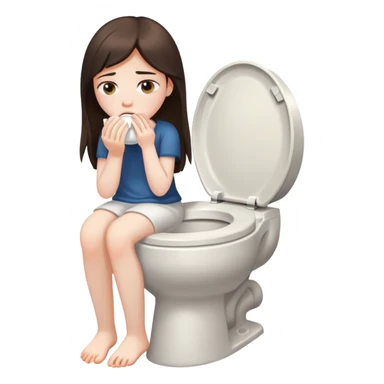 girl with long dark brown hair and pale skin vomiting into toilet sticker
