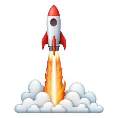 Minimalist emoji of a growth graph ending with a small rocket taking off sticker