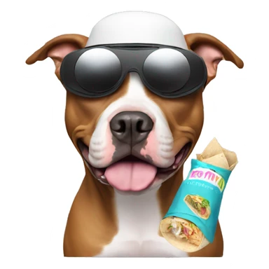 Pitbull with burrito and VR headset  sticker