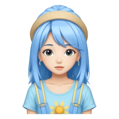 Blue Pastel Gyaru Summer Girl sticker