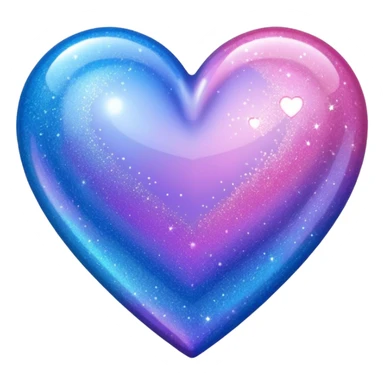 glitter heart with tri-color blue, pink, lavender sticker